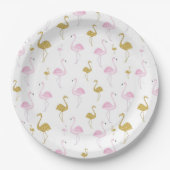 Tropische Flamingo Roze & Gouden Papier Borden Papieren Bordje (Voorkant)