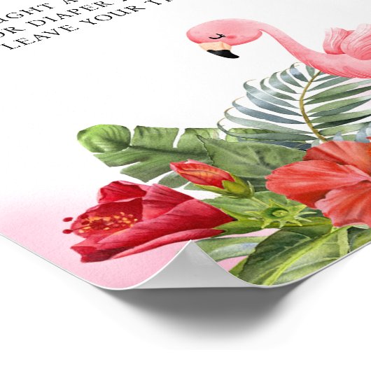 Tropische Flamingo Roze Luier Raffle Teken Poster (Hoek)