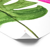 Tropische Flamingo roze palmbladeren Groene kunst  Perfect Poster (Hoek)