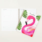 Tropische Flamingo Roze Palmgroene bladeren Art Bi Planner (Display)