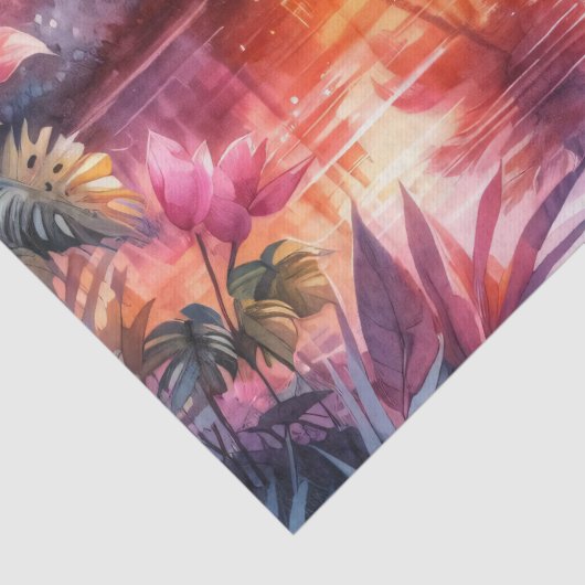 Tropische Flamingo Roze Zonsondergang Decoupage Tissuepapier (Detail)