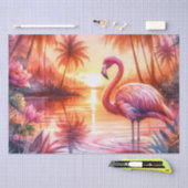 Tropische Flamingo Roze Zonsondergang Decoupage Tissuepapier (Craft)