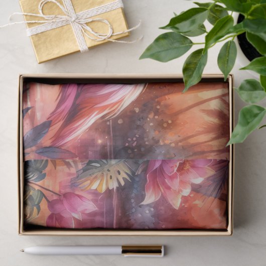 Tropische Flamingo Roze Zonsondergang Decoupage Tissuepapier (Geschenk)