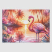 Tropische Flamingo Roze Zonsondergang Decoupage Tissuepapier (Voorkant)