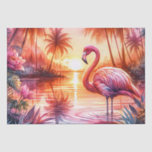 Tropische Flamingo Roze Zonsondergang Decoupage Tissuepapier