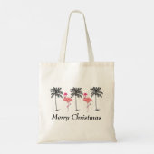 Tropische Flamingo Santa Vrolijk Kerstfeest Tote Bag (Achterkant)