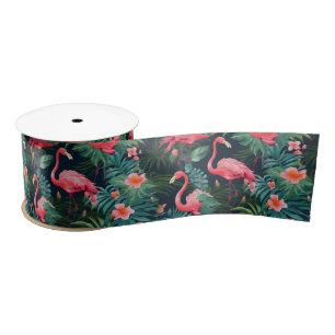 Tropische Flamingo Satijnen Lint