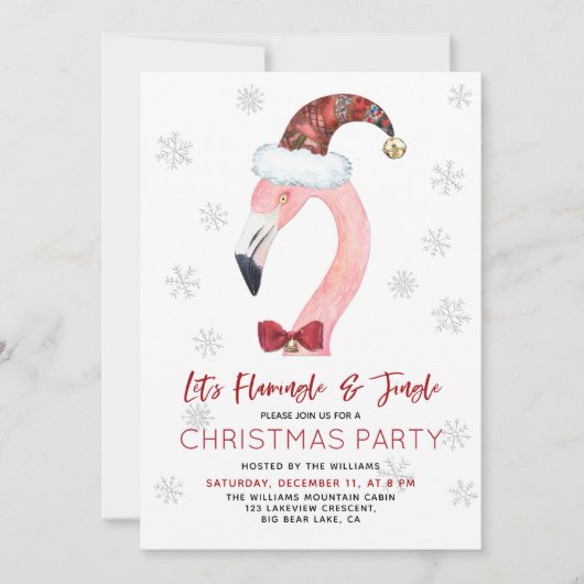 Tropische Flamingo Schotland Plaid Kerstman Hoed K Kaart (Voorkant)
