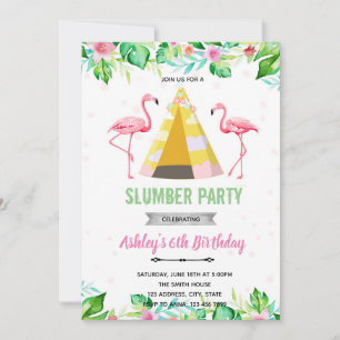 Tropische flamingo sleepover uitnodiging