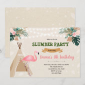 Tropische flamingo sluimer party kaart (Voorkant / Achterkant)