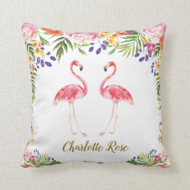 Tropische flamingo Summer Floral Leaves Kussen