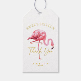 Tropische Flamingo Sweet 16 Dank u ID922 Cadeaulabel