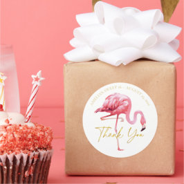 Tropische Flamingo Sweet 16 Dank u ID922 Ronde Sticker