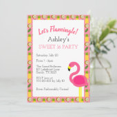 Tropische Flamingo Sweet 16 Verjaardag Uitnodiging (Staand voorkant)