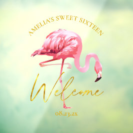 Tropische Flamingo Sweet 16 Welkome ID922 Raamsticker