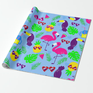 tropische flamingo toucan ananas watermeloen cadeaupapier