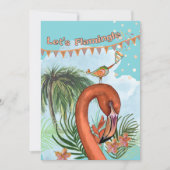 Tropische Flamingo & Toucan Verjaardag Uitnodiging (Voorkant)