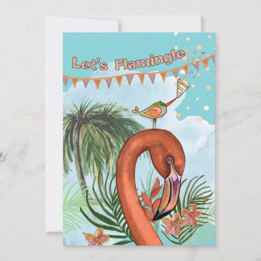 Tropische Flamingo & Toucan Verjaardag Uitnodiging (Voorkant)