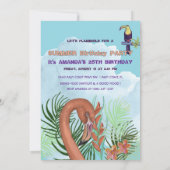 Tropische Flamingo & Toucan Verjaardag Uitnodiging (Achterkant)