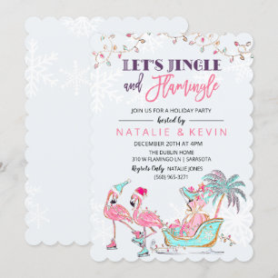 Tropische Flamingo Vakantie Feest Uitnodiging