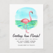 Tropische Flamingo Verhuisd Nieuw Adres Florida Ve Aankondigingskaart (Voorkant)