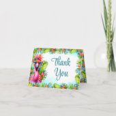 Tropische Flamingo Verjaardag Luau Bedankkaart (Voorkant)