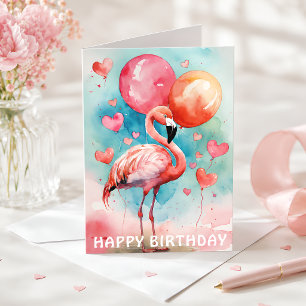 Tropische Flamingo Verjaardagswensen Kaart