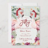 Tropische flamingo vijftig verjaardagsfeestje uitn kaart (Voorkant)