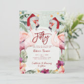 Tropische flamingo vijftig verjaardagsfeestje uitn kaart (Staand voorkant)