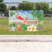 Tropische Flamingo Vogels in paradijs Welkomsontwe Spandoek (Insitu)