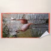 Tropische Flamingo Vogels Strandlaken (Voorkant)