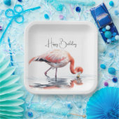 Tropische Flamingo voor Verjaardagsfeest Papieren Bordje (Feest)