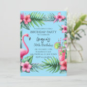 Tropische flamingo watermeloen verjaardagsfeestje kaart (Staand voorkant)