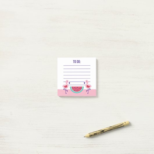 Tropische Flamingo Watermelon Post-it Notes (Op bureau)