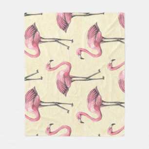 Tropische Flamingo: Waterverf Behang Verrukking. Fleece Deken