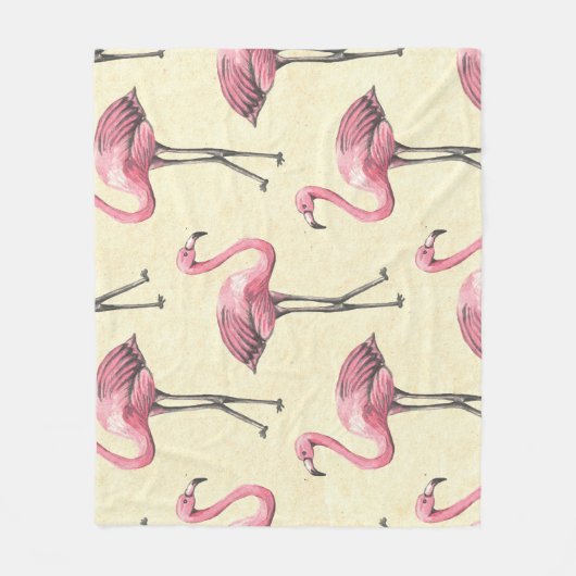 Tropische Flamingo: Waterverf Behang Verrukking. Fleece Deken (Voorkant)