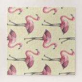 Tropische Flamingo: Waterverf Behang Verrukking. Legpuzzel (Horizontaal)