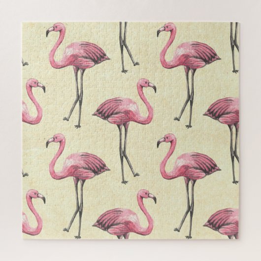 Tropische Flamingo: Waterverf Behang Verrukking. Legpuzzel (Verticaal)