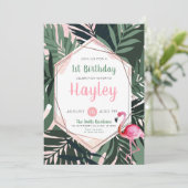 Tropische Flamingo Waterverf Birthday Uitnodiging (Staand voorkant)