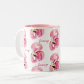 Tropische Flamingo Waterverf Mok | Pink Exotic (Voorkant links)