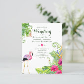 Tropische Flamingo Wedding nodigt Fuchsia Ginger u (Staand voorkant)