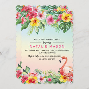 Tropische Flamingo weggaan Feestuitnodiging Kaart