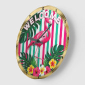 Tropische Flamingo Welkom: Aussie Style Grote Klok (Hoek)
