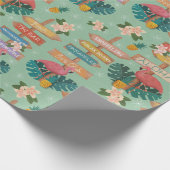 Tropische Flamingo Winter Cadeaupapier (Hoek)