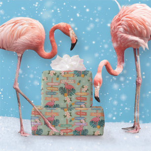 Tropische Flamingo Winter Cadeaupapier
