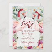 Tropische flamingo zestig verjaardagsfeestje uitno kaart (Voorkant)