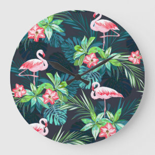 Tropische Flamingo: Zomerbloemenpatroon Grote Klok