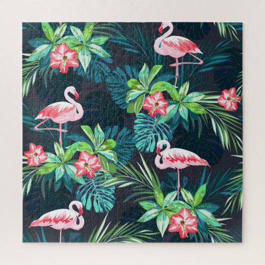 Tropische Flamingo: Zomerbloemenpatroon Legpuzzel (Verticaal)