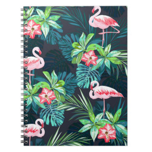 Tropische Flamingo: Zomerbloemenpatroon Notitieboek