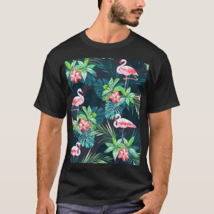 Tropische Flamingo: Zomerbloemenpatroon T-shirt